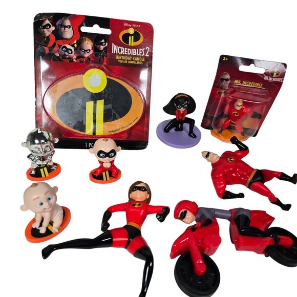 Incredibles 2 Action Figures Lot Cake Toppers Elastigirl Violet Jack-Jack Disney - Picture 2 of 6